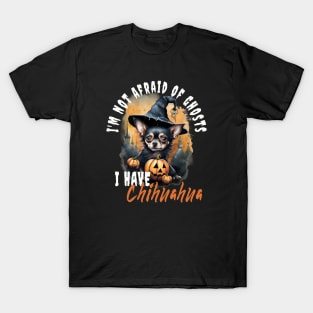 Chihuahua Dog Ghost Guardian Vintage Halloween Funny T-Shirt